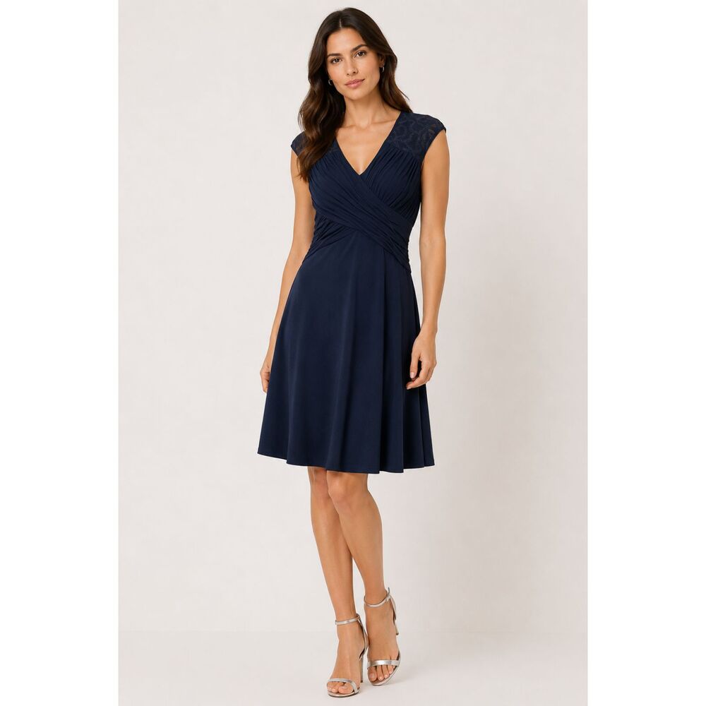 Adrianna Papell A-line Sleeveless Dress Navy 4P